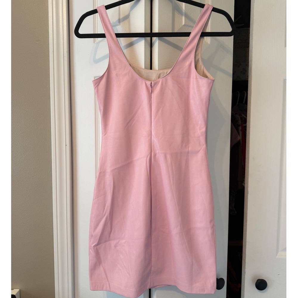 Amanda Uprichard Pink Faux‎ Leather Mini Dress Scoop Neck Sleeveless Small - Picture 5 of 8